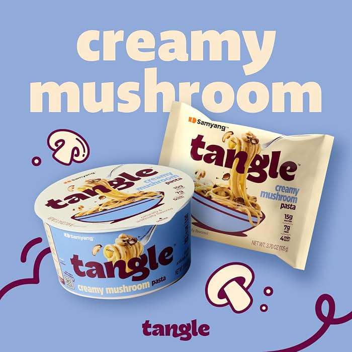 Samyang Tangle Creamy Mushroom Linguine Truffle and Shiitake Flavor Savory Non-Spicy Sauce Air Dried Noodle Easy Cook Pasta 3.63 oz (Pack of 4) - Image 7