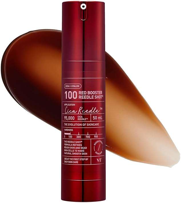 VT COSMETICS Red Booster Reedle Shot 100 Serum with Dragon’s Blood Extract & Exosome Microneedling Formula, Korean Skincare, 1.69 fl oz(50ml) - Image 1