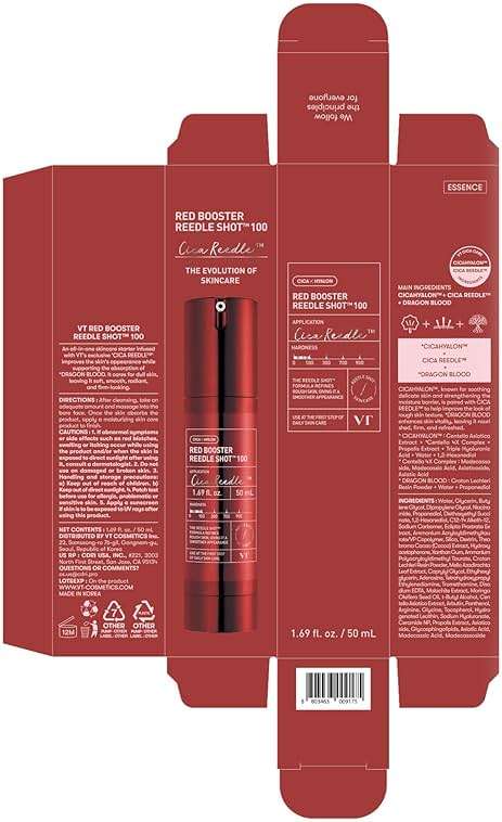 VT COSMETICS Red Booster Reedle Shot 100 Serum with Dragon’s Blood Extract & Exosome Microneedling Formula, Korean Skincare, 1.69 fl oz(50ml) - Image 8
