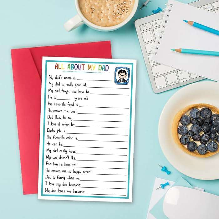 BENNLOOS Lovely Fill In The Blanks Father's Day Card for Dad, Funny Father’s Day Gift from Daughter Son, Happy Birthday Cards for Dad, Gift for Daddy - Image 4