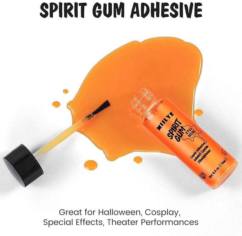 MIILYE Spirit Gum Adhesive and Remover – 15ml Professional Cosmetic Glue for Face, Skin, Body, Stage Special Effect Prosthetics Makeup & Cosplay Wig - Image 2