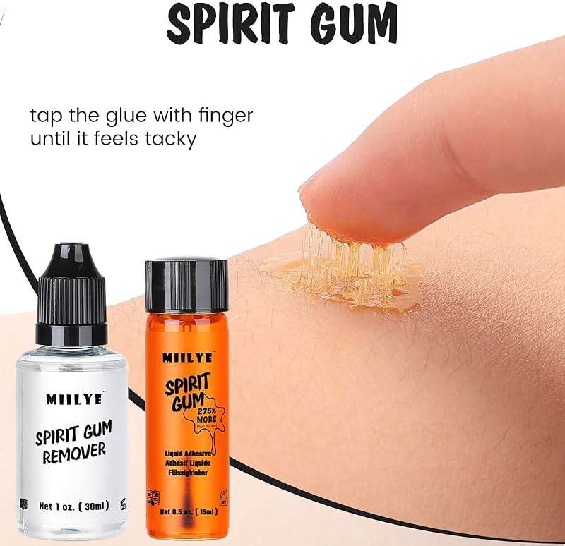 MIILYE Spirit Gum Adhesive and Remover – 15ml Professional Cosmetic Glue for Face, Skin, Body, Stage Special Effect Prosthetics Makeup & Cosplay Wig - Image 3