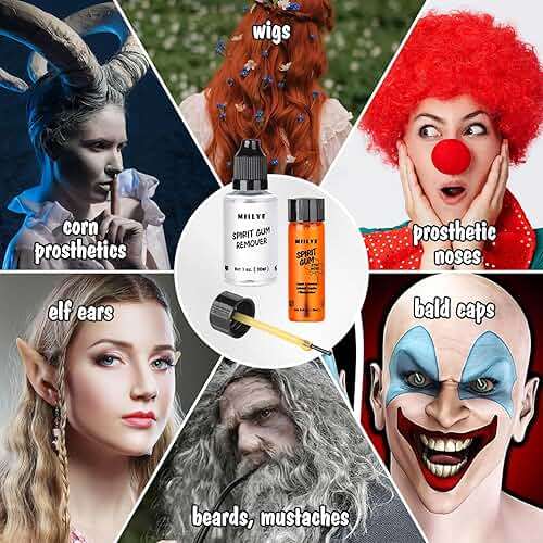 MIILYE Spirit Gum Adhesive and Remover – 15ml Professional Cosmetic Glue for Face, Skin, Body, Stage Special Effect Prosthetics Makeup & Cosplay Wig - Image 5