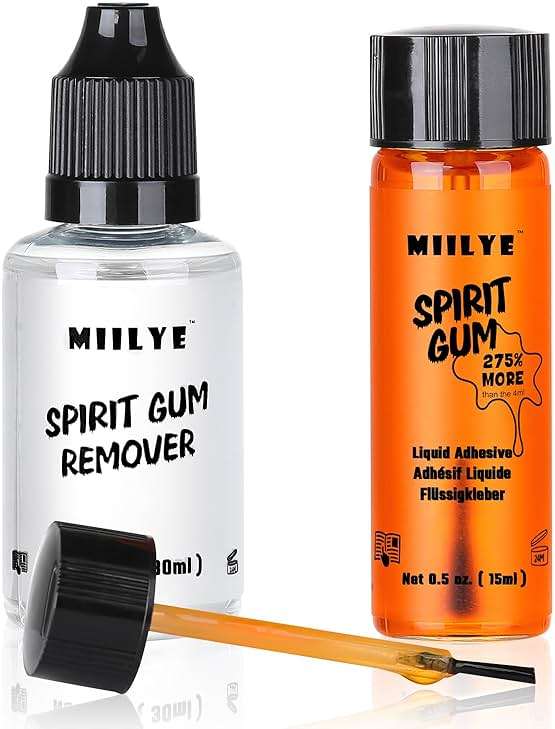 MIILYE Spirit Gum Adhesive and Remover – 15ml Professional Cosmetic Glue for Face, Skin, Body, Stage Special Effect Prosthetics Makeup & Cosplay Wig - Image 7