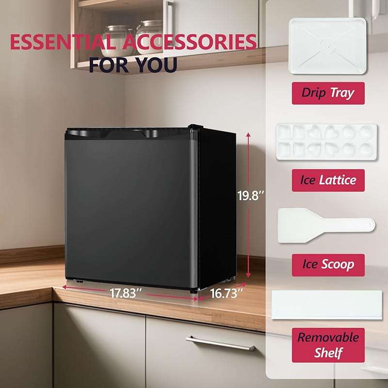 Icyglee 1.7 Cu.Ft Mini Fridge with Freezer, Single Reversible Door Compact Refrigerator, Adjustable Thermostat&Energy Saving Mini Fridge for Bedroom, Dorm, Office, Low Noise, Black - Image 2
