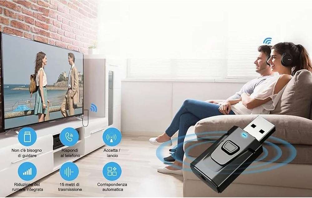 USB Bluetooth Transmitter for TV with Clear Sound Quality Plug and Play Stable, 5.0 Bluetooth Adapter for TV/Car/PC Audio Adapter - Image 6