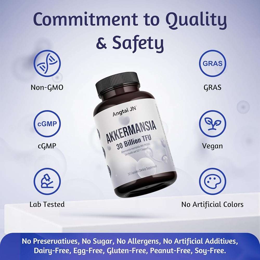 Angtai JN Akkermansia Muciniphila Probiotic 30 Billion TFU, Pasteurized Form, with Natural Prebiotic Inulin, GLP-1 Supplement for Gut Health & Digestion, Shelf Stable, 30 Vegan Capsules - Image 7
