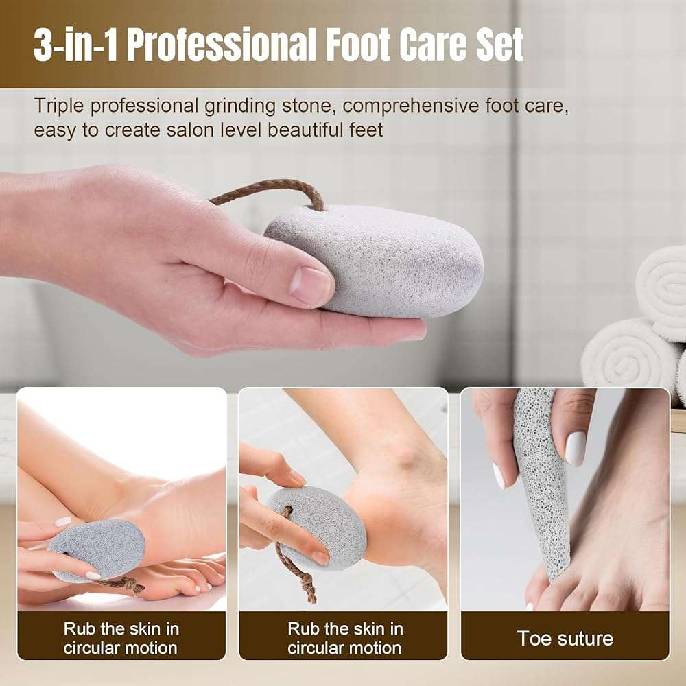 DEBETOOL Foot Pumice Stone for Feet Dead Skin Removal - 3-Pack Natural Volcanic Pumice Stone Set (Round, Oval, Cone) with Hanging Rope, Hard Skin & Callus Remover for Heels, Toes - Image 4