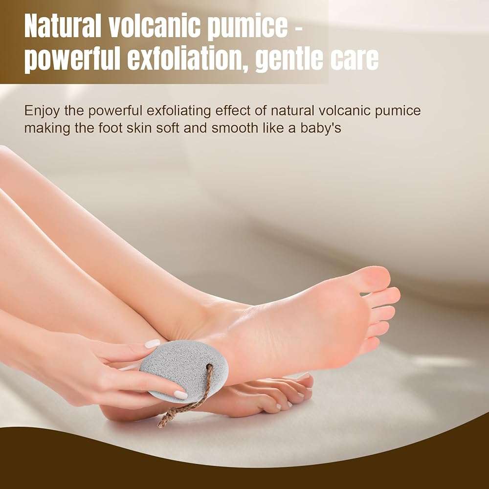 DEBETOOL Foot Pumice Stone for Feet Dead Skin Removal - 3-Pack Natural Volcanic Pumice Stone Set (Round, Oval, Cone) with Hanging Rope, Hard Skin & Callus Remover for Heels, Toes - Image 5