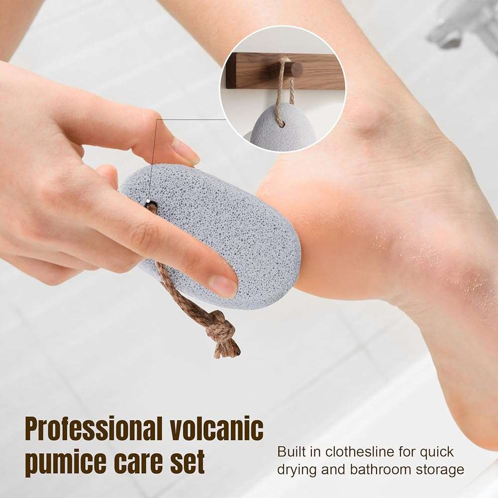 DEBETOOL Foot Pumice Stone for Feet Dead Skin Removal - 3-Pack Natural Volcanic Pumice Stone Set (Round, Oval, Cone) with Hanging Rope, Hard Skin & Callus Remover for Heels, Toes - Image 6