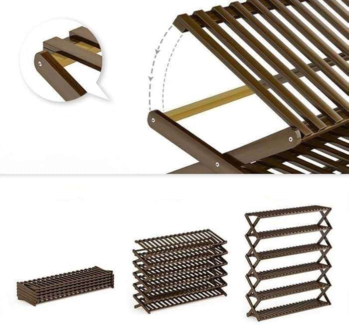 YOUQUEEN Entrance Shoe Rack Foldable Shoe Rack, Multifunctional Free Standing Shoe Storage Shelf, Multi-Tier Bamboo Shoe Organizer Rack for Closet Entryway Shoe Stand for Entryway(6-Layers 50cm) - Image 5