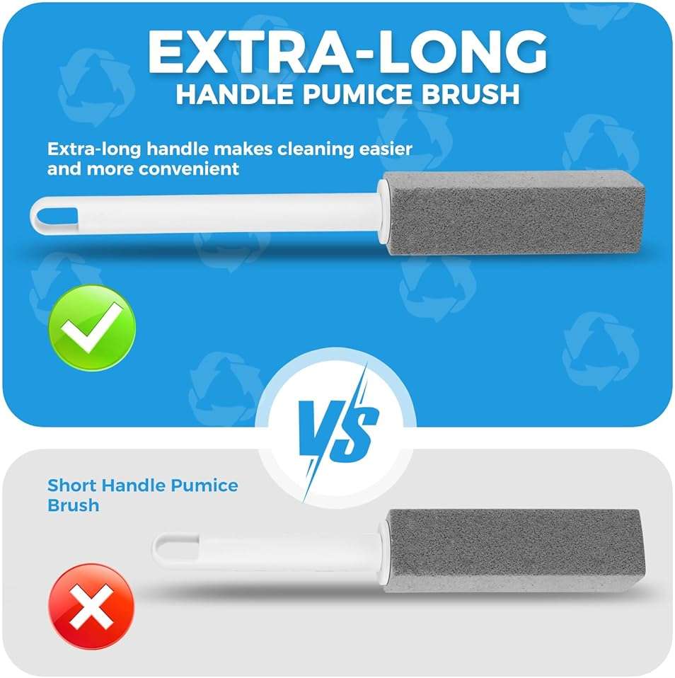 3 Pack Pumice Stone for Cleaning Stove Gas Grates & Top, Extra Long Handle Cleaner Pumice Stone for Oven, with 3 Replacement Heads - Image 3