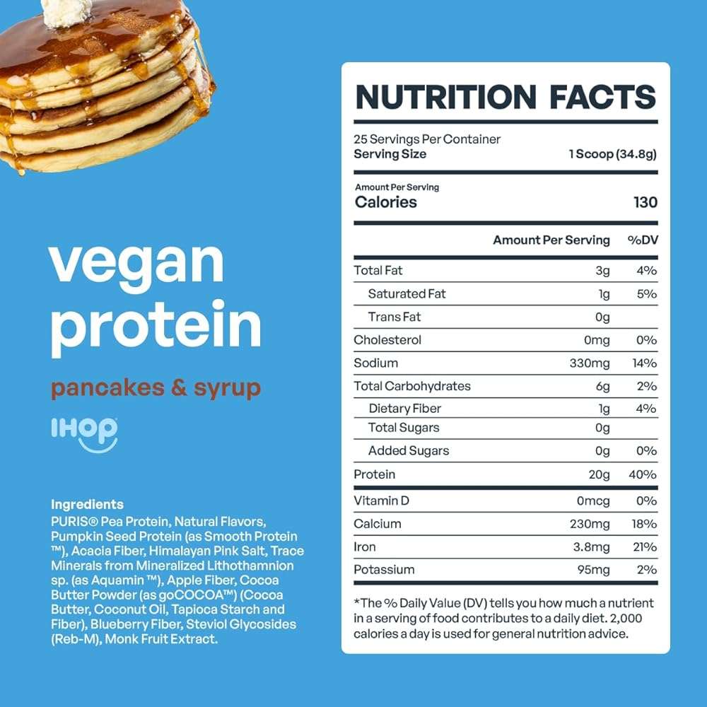 BE AMAZING Vegan Protein Powder, IHOP Cinn-A-Stack Pancake, 20g Plant Based Pea Protein, Prebiotic Fiber, Low Carb, Dairy Free, Gluten Free, Soy Free, No Added Sugar, 25 Servings - Image 5
