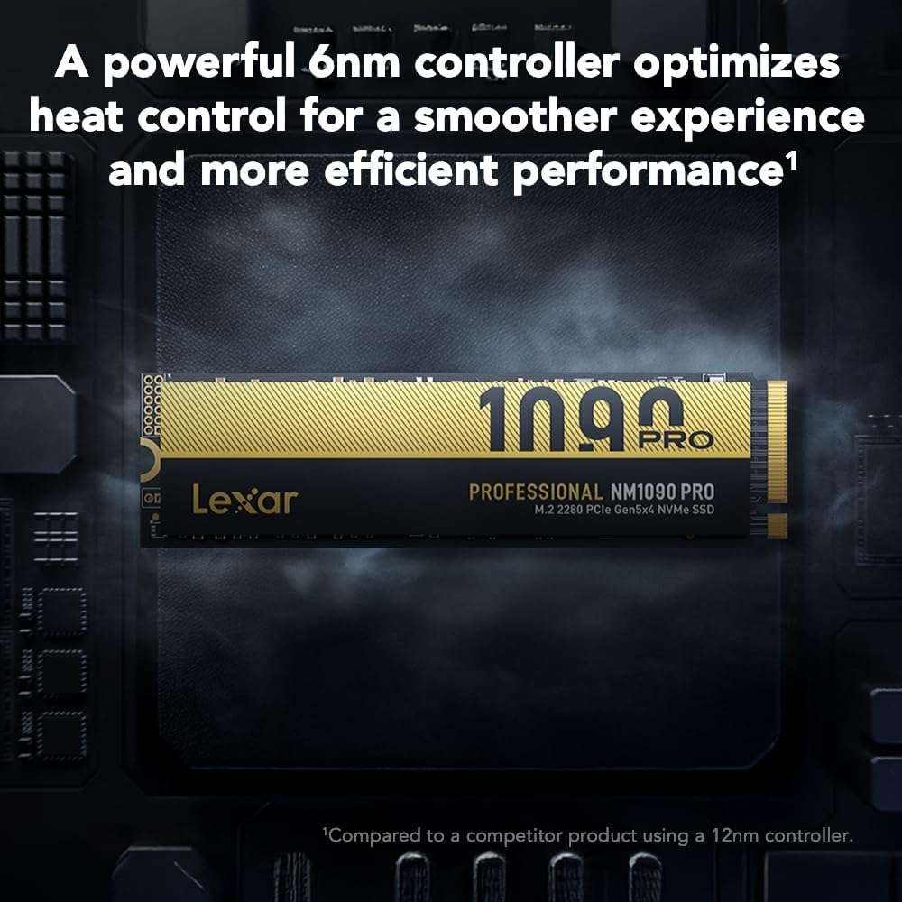 Lexar 2TB NM1090 PRO PCIe Gen5 NVMe M.2 2280 Internal SSD, Up to 14,000 MB/s Read, Advance Thermal Control, DirectStorage Enabled, Ideal for AI Computing, Gaming, Content Creation (LNM109P002T-RNNNU) - Image 3