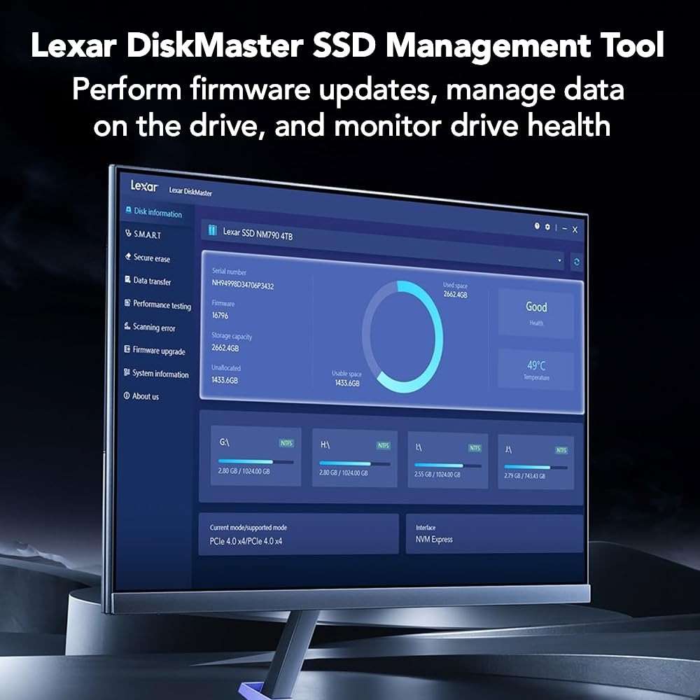 Lexar 2TB NM1090 PRO PCIe Gen5 NVMe M.2 2280 Internal SSD, Up to 14,000 MB/s Read, Advance Thermal Control, DirectStorage Enabled, Ideal for AI Computing, Gaming, Content Creation (LNM109P002T-RNNNU) - Image 7