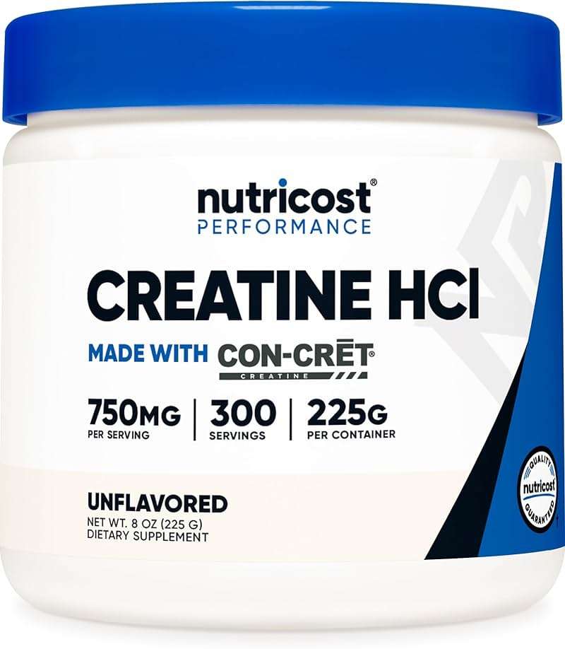 Nutricost Creatine HCl Powder (8 OZ) - Made with CON-CRET Creatine, 300 Servings - Image 1