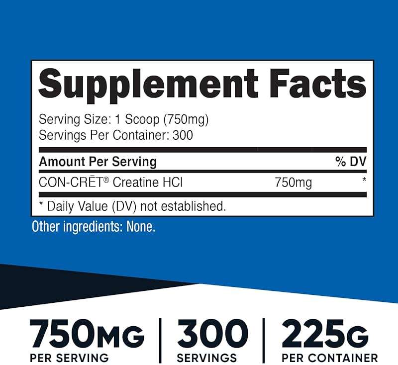 Nutricost Creatine HCl Powder (8 OZ) - Made with CON-CRET Creatine, 300 Servings - Image 2