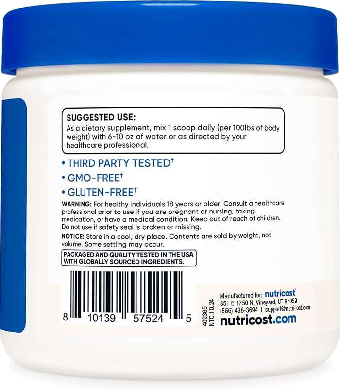Nutricost Creatine HCl Powder (8 OZ) - Made with CON-CRET Creatine, 300 Servings - Image 4