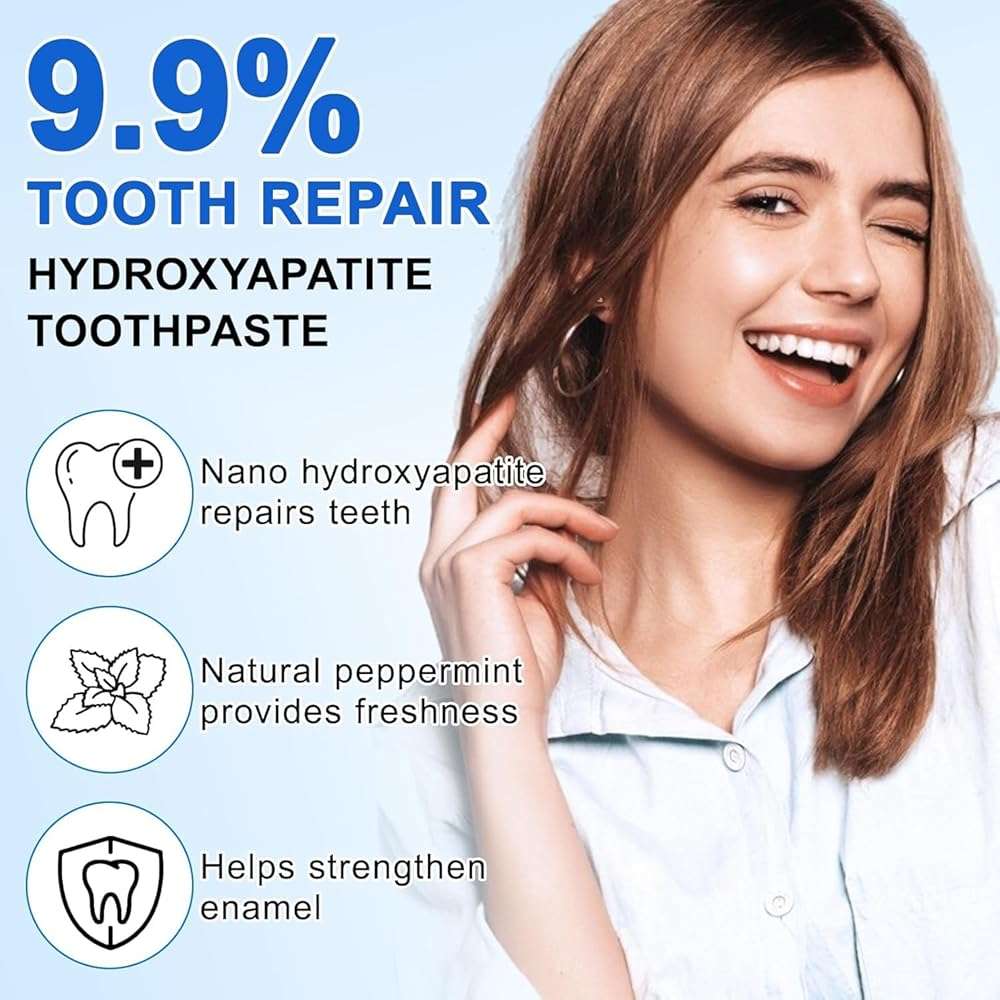 Hydroxyapatite Toothpaste, 2 Pack Fluoride Free Nano Hydroxyapatite Toothpaste for Strengthening Enamel, Peppermint - Image 2