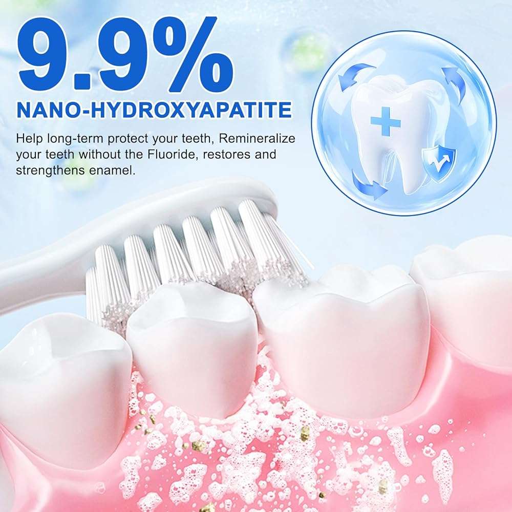 Hydroxyapatite Toothpaste, 2 Pack Fluoride Free Nano Hydroxyapatite Toothpaste for Strengthening Enamel, Peppermint - Image 4