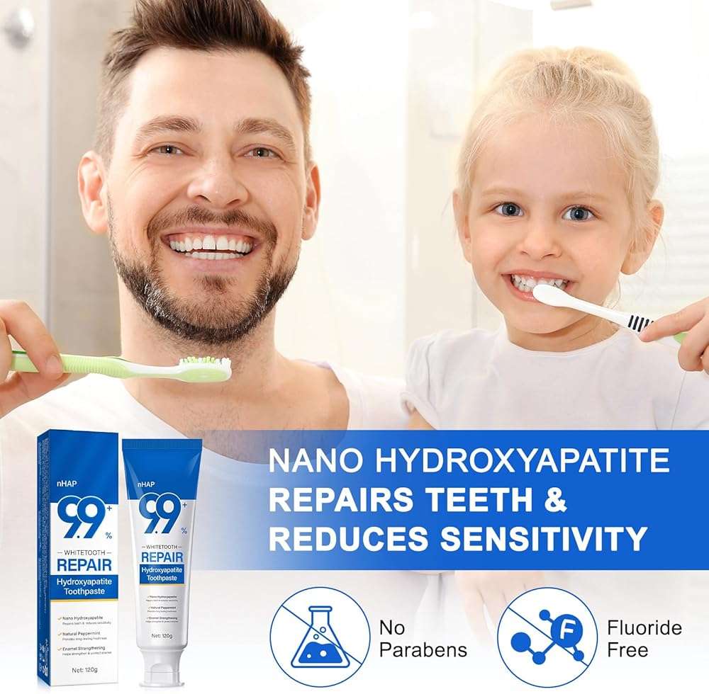 Hydroxyapatite Toothpaste, 2 Pack Fluoride Free Nano Hydroxyapatite Toothpaste for Strengthening Enamel, Peppermint - Image 5
