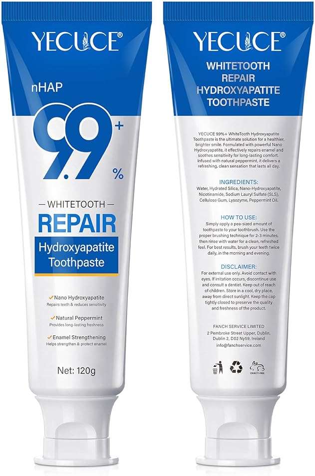 Hydroxyapatite Toothpaste, 2 Pack Fluoride Free Nano Hydroxyapatite Toothpaste for Strengthening Enamel, Peppermint - Image 8