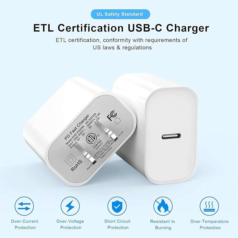 [Apple MFi Certified] iPhone Charger Fast Charging 6FT Compatible for iPhone 14/13/12/11 Pro Max/Xs Max/XR/X 2Pack 20W Type C Fast Charger Block with 6FT USB C to Lightning Data Sync Charging Cable - Image 4