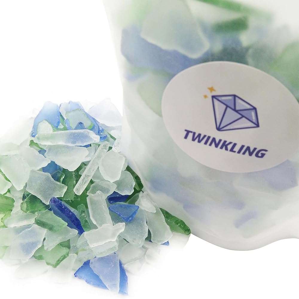 TWINKLING Real Sea Glass, Crushed Glass, Beach Glass for Crafts & Vase Fillers – Smooth Edges, Bulk Art Glass for Home Decor, Nautical DIY & Beach-Themed Events, 370g/13oz, (Mixed Color 3) - Image 4
