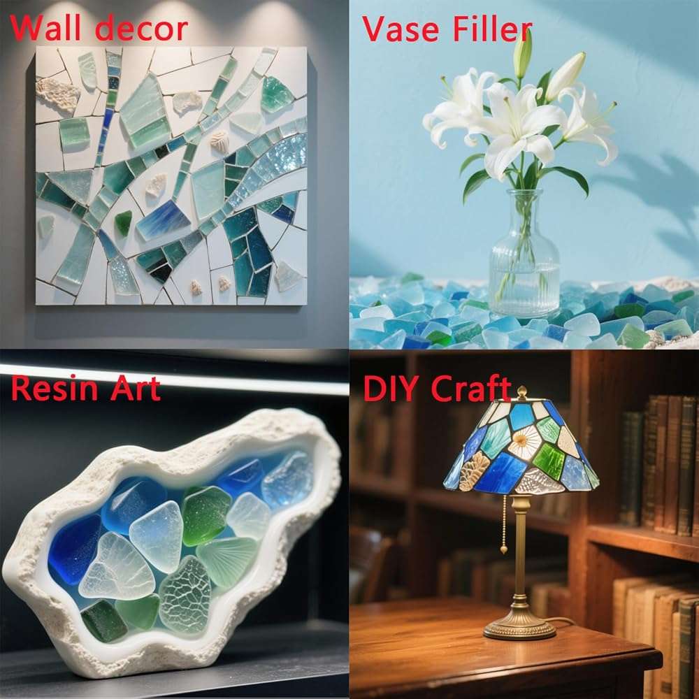 TWINKLING Real Sea Glass, Crushed Glass, Beach Glass for Crafts & Vase Fillers – Smooth Edges, Bulk Art Glass for Home Decor, Nautical DIY & Beach-Themed Events, 370g/13oz, (Mixed Color 3) - Image 6