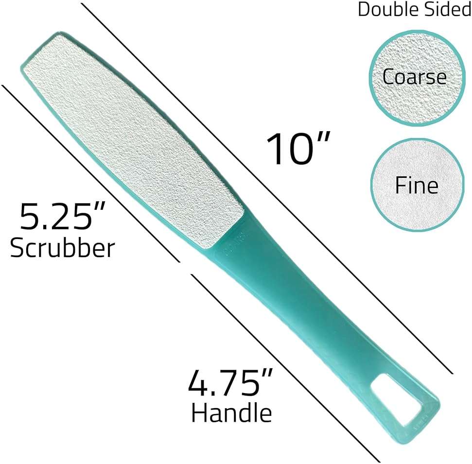 1 ALAZCO Double Sided Foot File Pumice Ergonomic Handle Scrubber Immediate Result Smooth Feet Heel Scraper Exfoliate Buffer Dead Skin Callus Corn Emery Fine & Coarse Pedicure Tool - Image 2