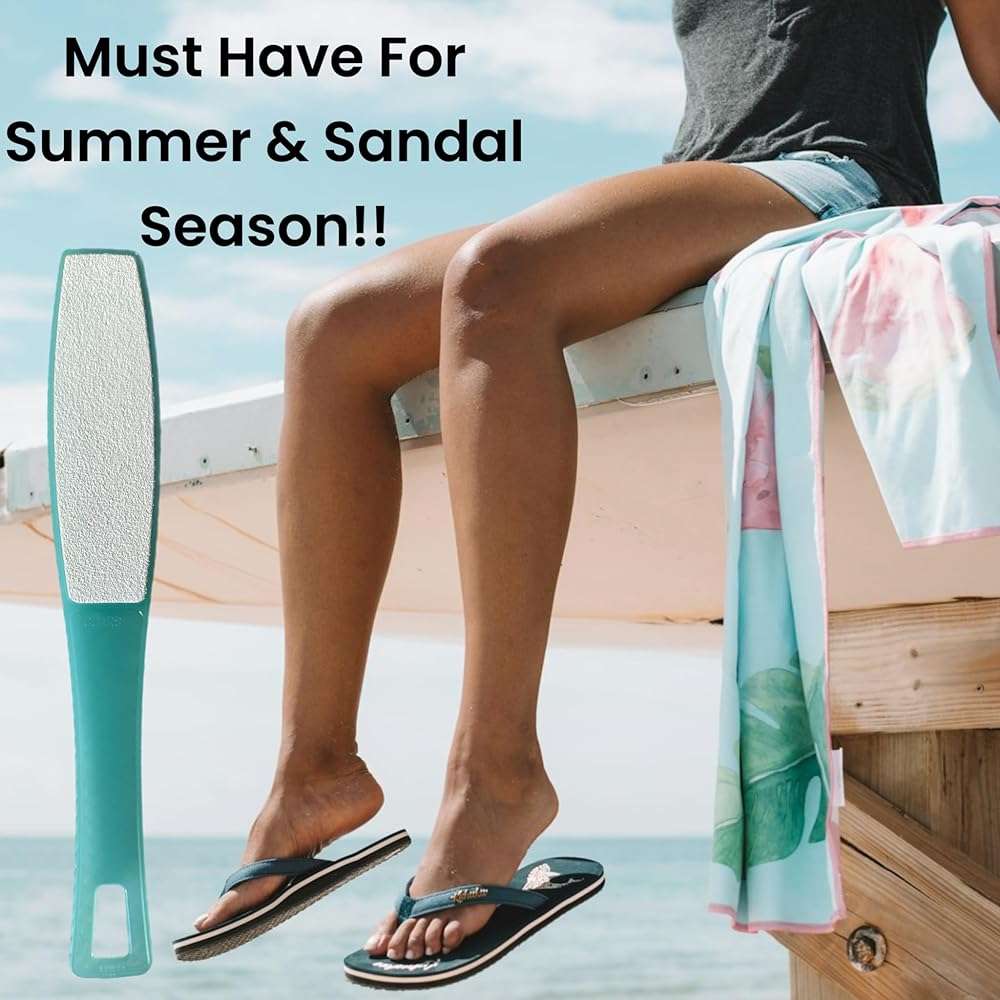 1 ALAZCO Double Sided Foot File Pumice Ergonomic Handle Scrubber Immediate Result Smooth Feet Heel Scraper Exfoliate Buffer Dead Skin Callus Corn Emery Fine & Coarse Pedicure Tool - Image 5