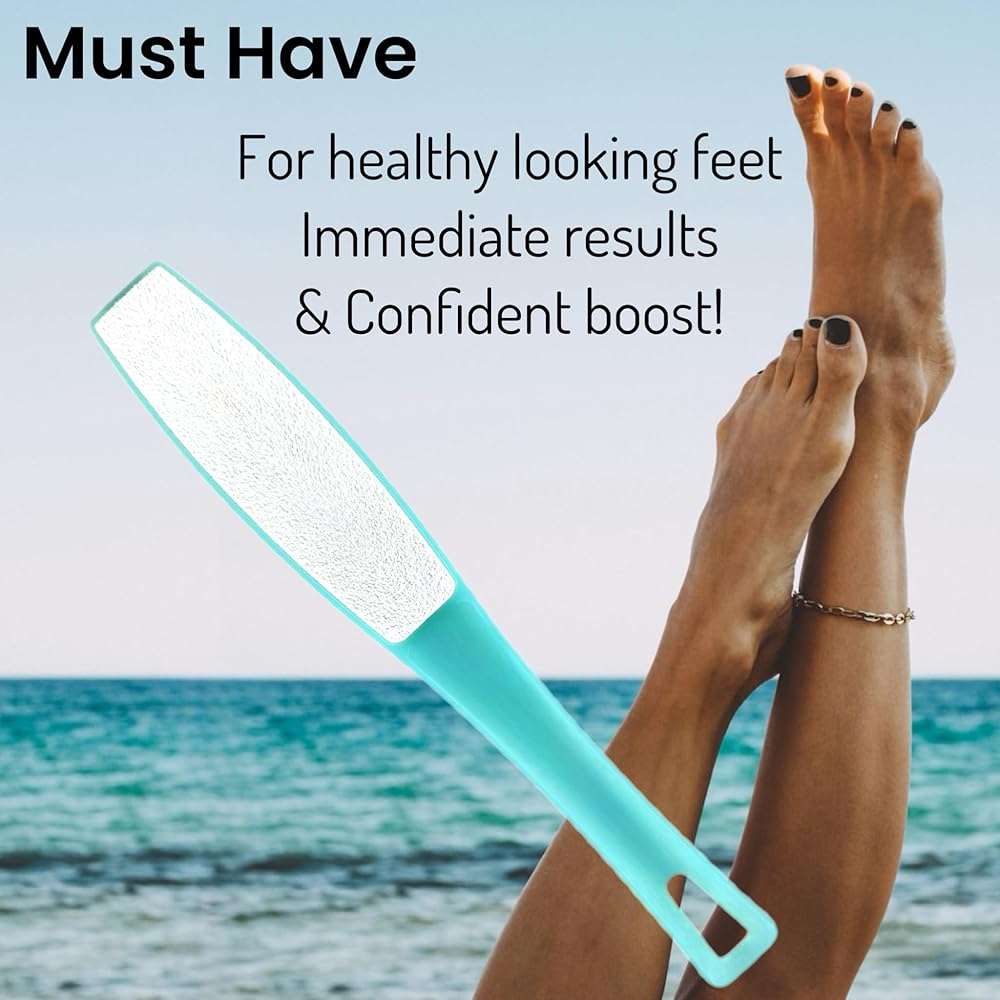 1 ALAZCO Double Sided Foot File Pumice Ergonomic Handle Scrubber Immediate Result Smooth Feet Heel Scraper Exfoliate Buffer Dead Skin Callus Corn Emery Fine & Coarse Pedicure Tool - Image 8