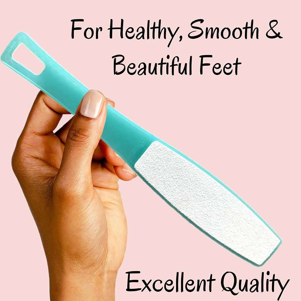 1 ALAZCO Double Sided Foot File Pumice Ergonomic Handle Scrubber Immediate Result Smooth Feet Heel Scraper Exfoliate Buffer Dead Skin Callus Corn Emery Fine & Coarse Pedicure Tool - Image 9