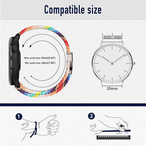 Nylon Braided Watch Band for Garmin Vivoactive 6/Vivoactive 5/Forerunner 570 42mm/165/165 Music/Approach S50/S44, Secure Parachute-Style Buckle Strap for Garmin Venu Sq 2/Sq 2 Music Edition, Colorful - Image 3