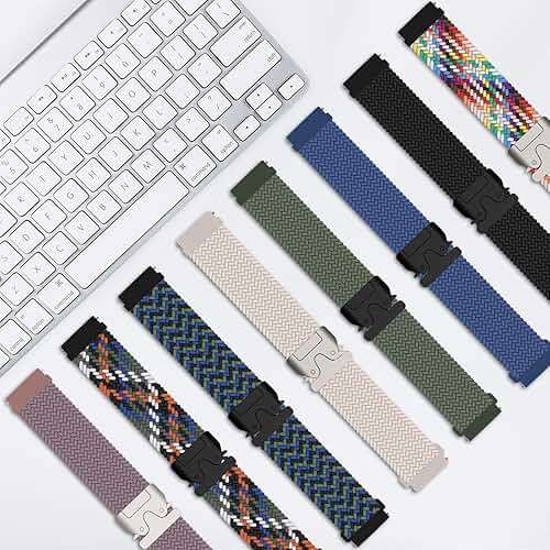 Nylon Braided Watch Band for Garmin Vivoactive 6/Vivoactive 5/Forerunner 570 42mm/165/165 Music/Approach S50/S44, Secure Parachute-Style Buckle Strap for Garmin Venu Sq 2/Sq 2 Music Edition, Colorful - Image 5