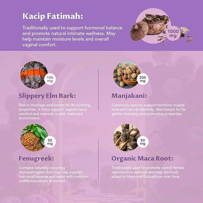 MEGNETA Vaginal Moisturizer, Kacip Fatimah 1,000mg & Manjakni 200mg for Female Intimate Health, Slippery Elm for Women, Vegan, 60 Capsules - Image 4