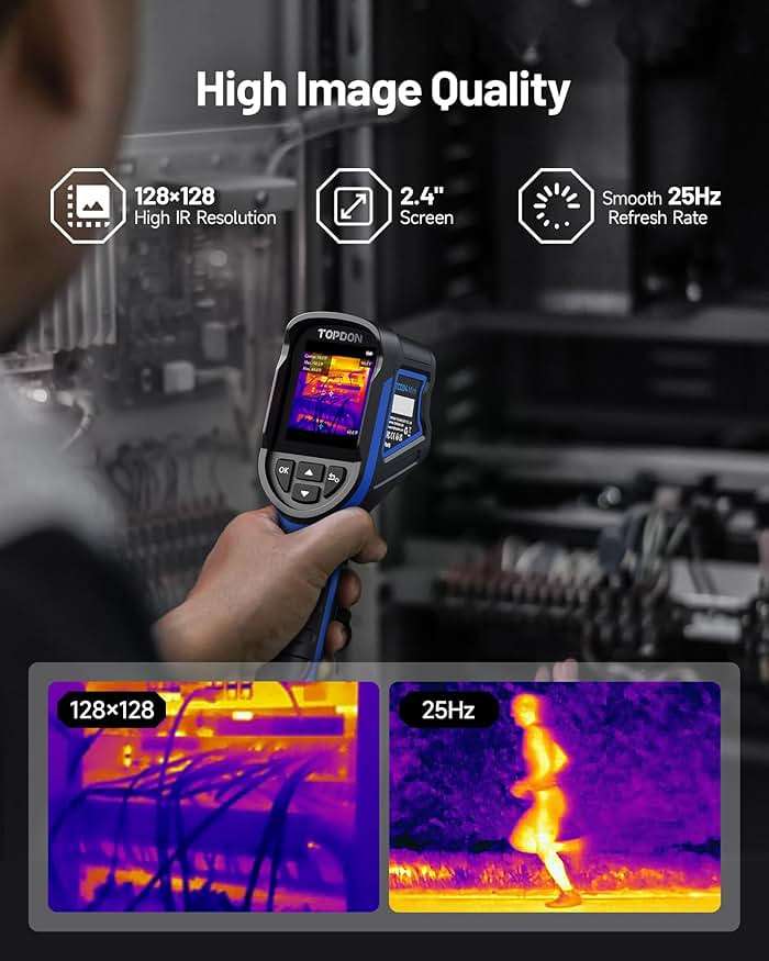 TOPDON TC004 Mini Thermal Imaging Camera, 240 x 240 TISR Resolution, 15-Hour Battery Life, 128 x 128 IR Resolution, 25Hz Handheld Infrared Camera with High/Low Temp Alerts, Auto Shutdown- Blue - Image 4