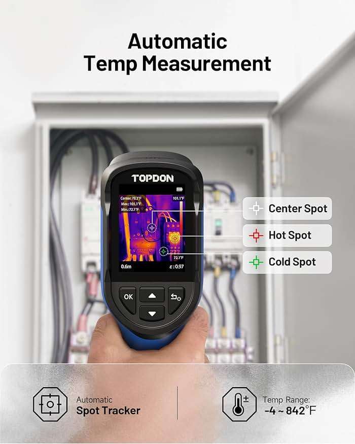 TOPDON TC004 Mini Thermal Imaging Camera, 240 x 240 TISR Resolution, 15-Hour Battery Life, 128 x 128 IR Resolution, 25Hz Handheld Infrared Camera with High/Low Temp Alerts, Auto Shutdown- Blue - Image 6