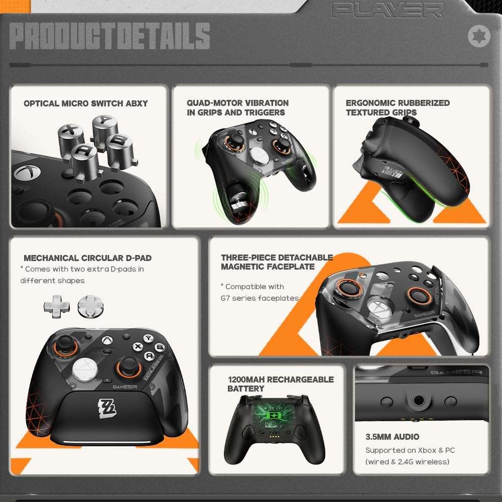 GameSir G7 Pro Wireless Gaming Controller - Officially Licensed for Xbox Series X|S, Xbox One, Windows PC & Android, TMR Joysticks, 1000Hz Polling Rate, Charging Dock- Zenless Zone Zero Edition - Image 9