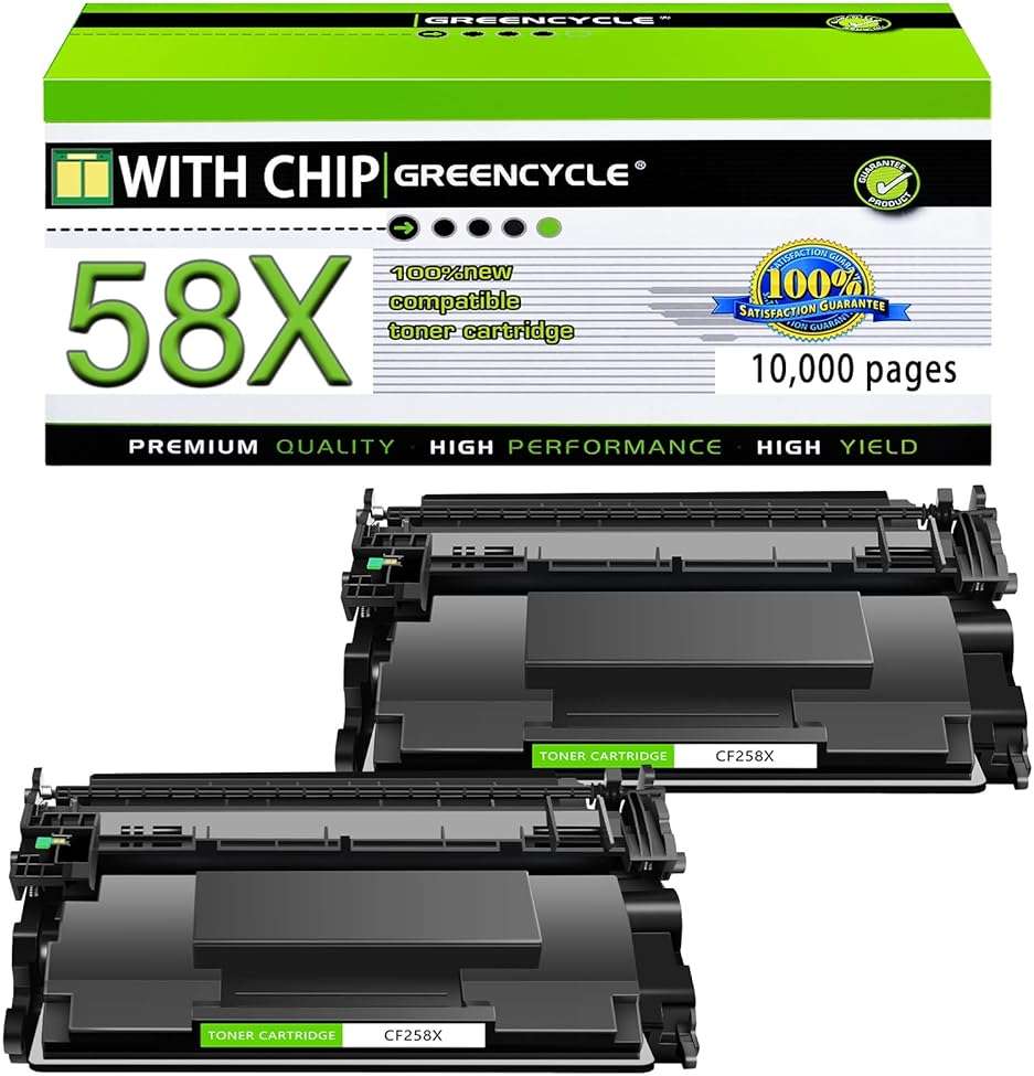 greencycle CF258X 58X Toner Cartridge M428fdw M404n M406 Compatible Replacement for HP 58X CF258X 58A CF258A for LaserJet Pro M404dn M404dw MFP M428fdn M428dw M404 M428 Printer(High Yield,2-Pack) - Image 1