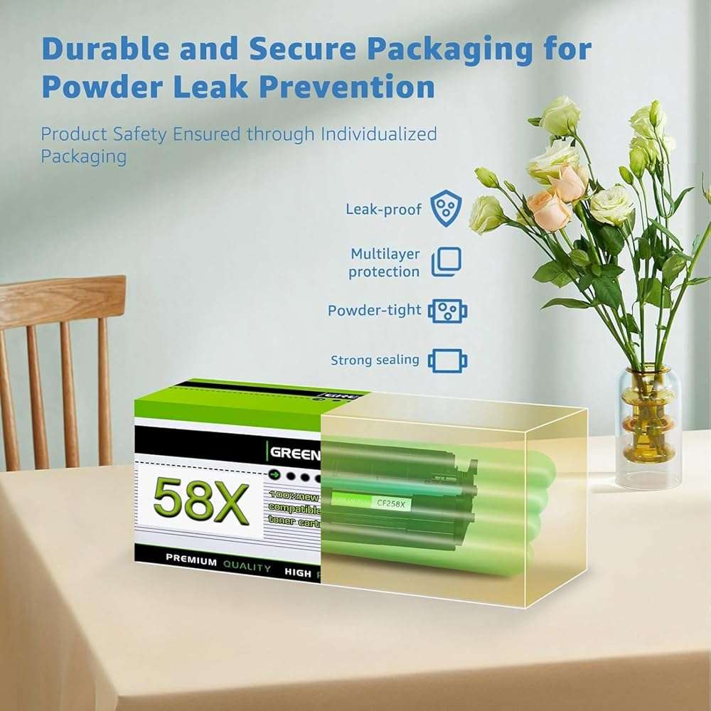 greencycle CF258X 58X Toner Cartridge M428fdw M404n M406 Compatible Replacement for HP 58X CF258X 58A CF258A for LaserJet Pro M404dn M404dw MFP M428fdn M428dw M404 M428 Printer(High Yield,2-Pack) - Image 5
