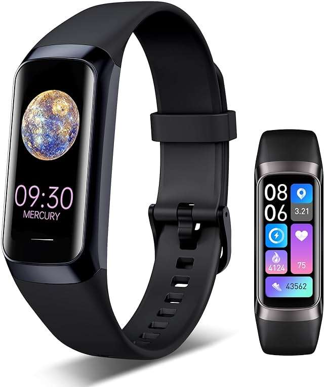VUHIGIB Fitness Tracker, 24/7 Heart Rate Blood Oxygen Blood Pressure Body Temp Monitor Sleep Calorie Tracker with 1.1" AMOLED Touch Color Screen Pedometer Smart Watch Waterproof for Women Men - Image 1