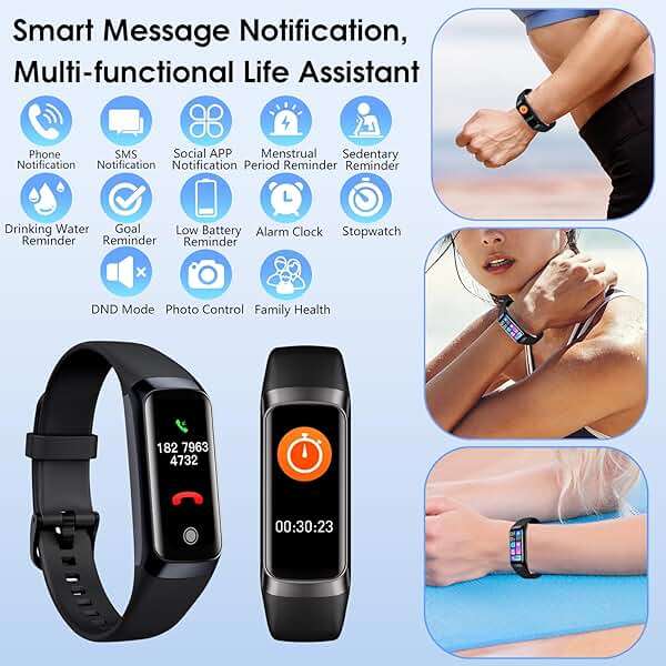 VUHIGIB Fitness Tracker, 24/7 Heart Rate Blood Oxygen Blood Pressure Body Temp Monitor Sleep Calorie Tracker with 1.1" AMOLED Touch Color Screen Pedometer Smart Watch Waterproof for Women Men - Image 5