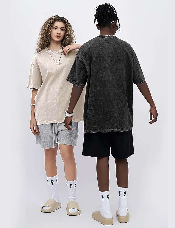 Eiscntd Men's Oversized T-Shirts Heavyweight Cotton Vintage Washed Loose Fit Unisex Baggy Tee Shirts - Image 5