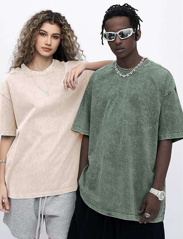 Eiscntd Men's Oversized T-Shirts Heavyweight Cotton Vintage Washed Loose Fit Unisex Baggy Tee Shirts - Image 6