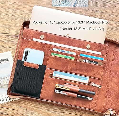 Gvalant 7 Ring Check Binder Vegan Leather Portfolio for 3-Up Business Size Checks, with Handle and Zippered Briefcase with 500 Check Capacity，9 x 13 inch Sheets - Image 5