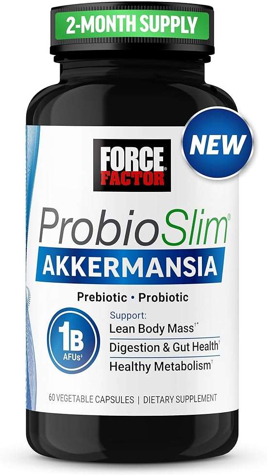Force Factor ProbioSlim Akkermansia Prebiotics & Probiotics, with 1B AFUs Akkermansia Muciniphila, Prebiotics & Chromax Chromium, Support Lean Body Mass, Digestion & Gut Health, 60 Vegetable Capsules - Image 1