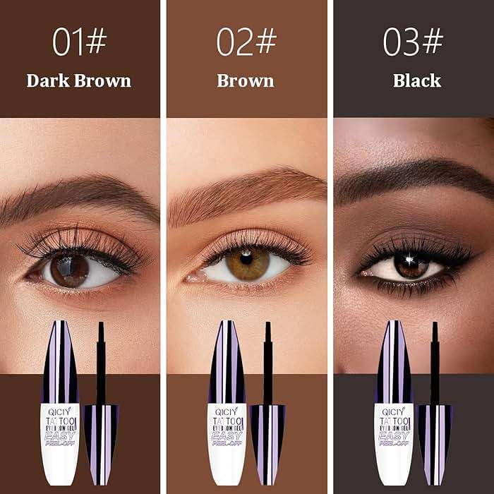 Easy Peel off Eyebrow Gel, Qiciy Tattoo Eyebrow Gel Easy Peel Off, Tinted Eye Brow, Professional Eye Brow Tint, Waterproof & Sweatproof (Dark Brown) - Image 2