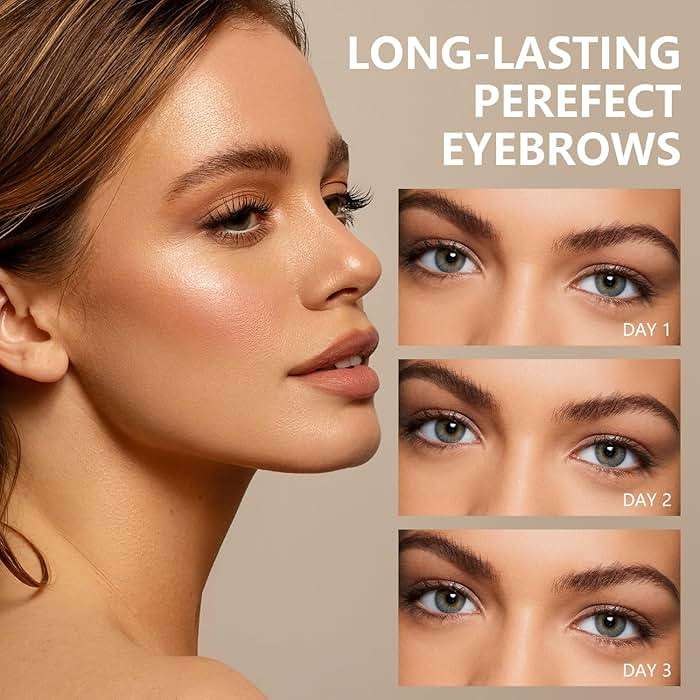 Easy Peel off Eyebrow Gel, Qiciy Tattoo Eyebrow Gel Easy Peel Off, Tinted Eye Brow, Professional Eye Brow Tint, Waterproof & Sweatproof (Dark Brown) - Image 4