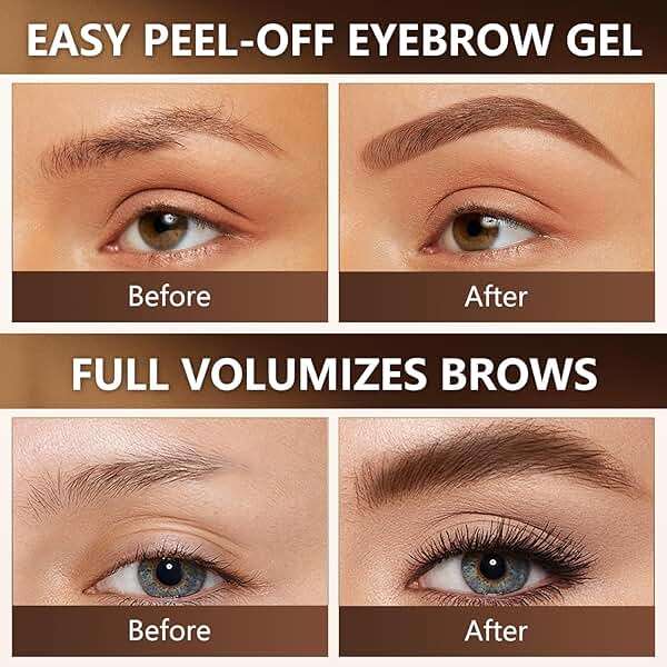 Easy Peel off Eyebrow Gel, Qiciy Tattoo Eyebrow Gel Easy Peel Off, Tinted Eye Brow, Professional Eye Brow Tint, Waterproof & Sweatproof (Dark Brown) - Image 5